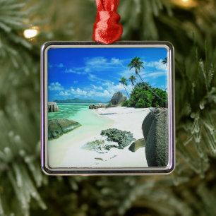 Tropical Beaches   La Digue Island Metal Tree Decoration
