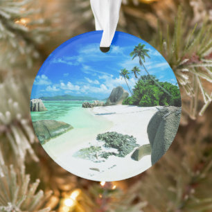 Tropical Beaches   La Digue Island Ornament