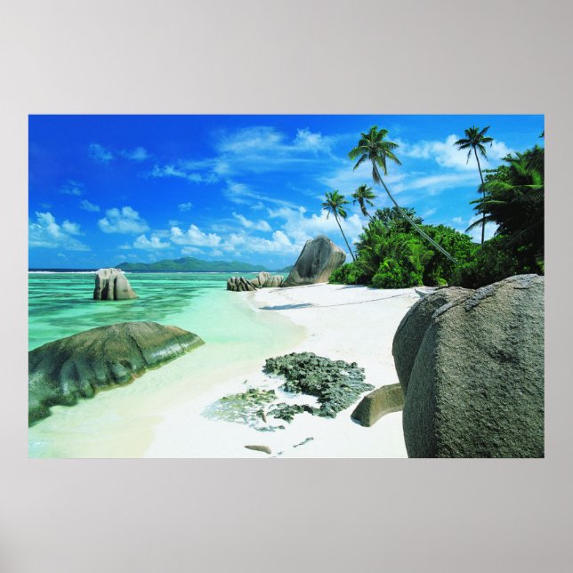 Tropical Beaches | La Digue Island Poster (Front)