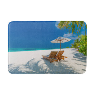 Tropical Beaches Lounge Chairs Beach, Bora Bora Bath Mat