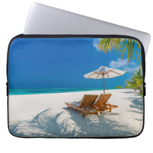 Tropical Beaches Lounge Chairs Beach, Bora Bora Laptop Sleeve