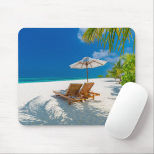 Tropical Beaches   Lounge Chairs Beach, Bora Bora Mouse Mat
