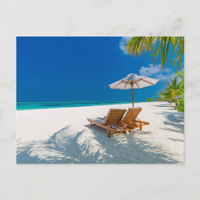 Tropical Beaches | Lounge Chairs Beach, Bora Bora Postcard (Front)