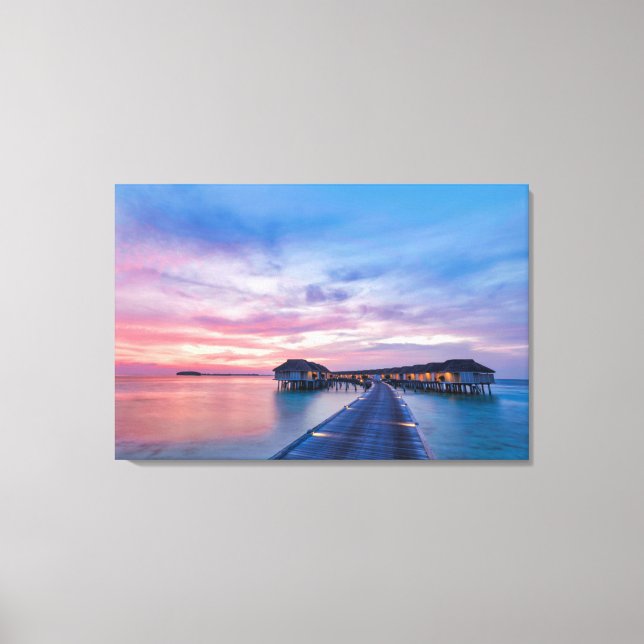 Tropical Beaches | Maldives Bungalows Canvas Print (Front)