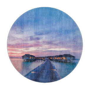 Tropical Beaches Maldives Bungalows Cutting Board