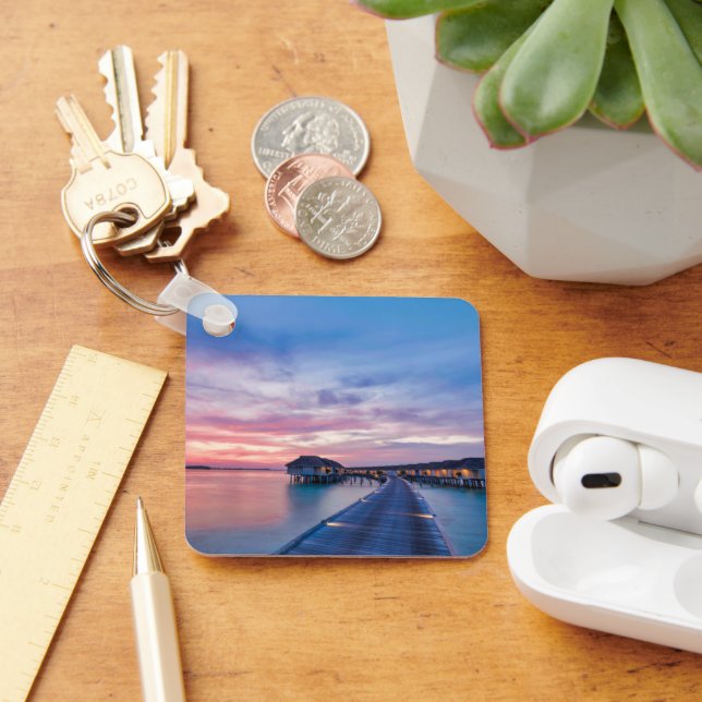 Tropical Beaches | Maldives Bungalows Key Ring (Desk)