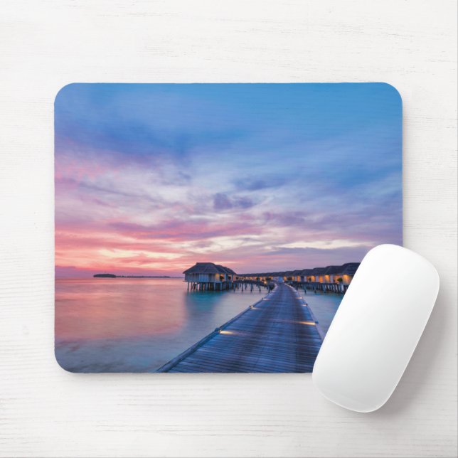 Tropical Beaches | Maldives Bungalows Mouse Mat (With Mouse)