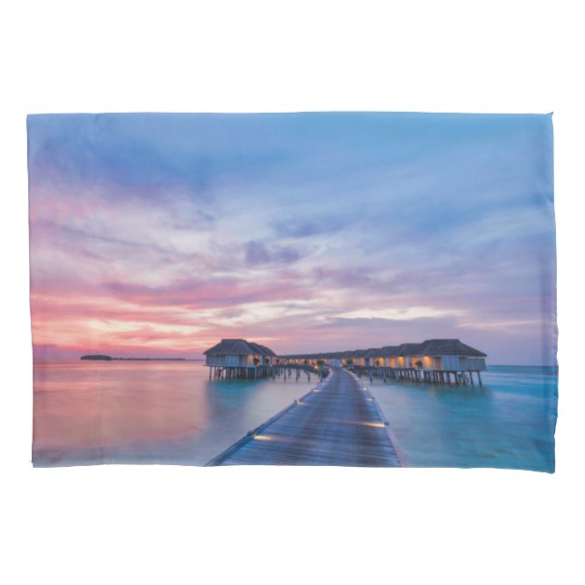 Tropical Beaches | Maldives Bungalows Pillowcase (Front)