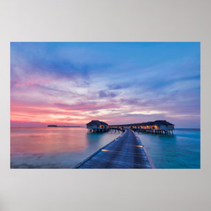 Tropical Beaches Maldives Bungalows Poster