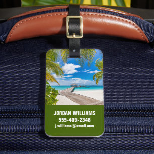 Tropical Beaches   Maldives Island Wooden Jetty Luggage Tag
