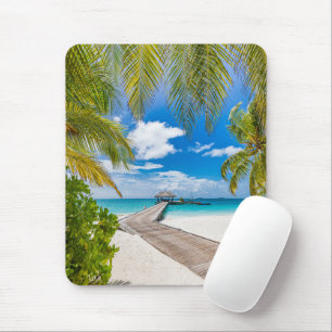 Tropical Beaches Maldives Island Wooden Jetty Mouse Mat