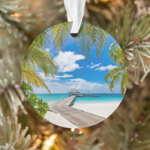 Tropical Beaches   Maldives Island Wooden Jetty Ornament