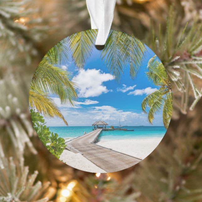 Tropical Beaches | Maldives Island Wooden Jetty Ornament (Tree)