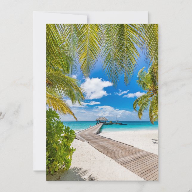 Tropical Beaches | Maldives Island Wooden Jetty Thank You Card (Front)