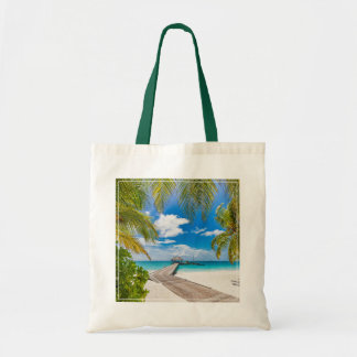 Tropical Beaches | Maldives Island Wooden Jetty Tote Bag