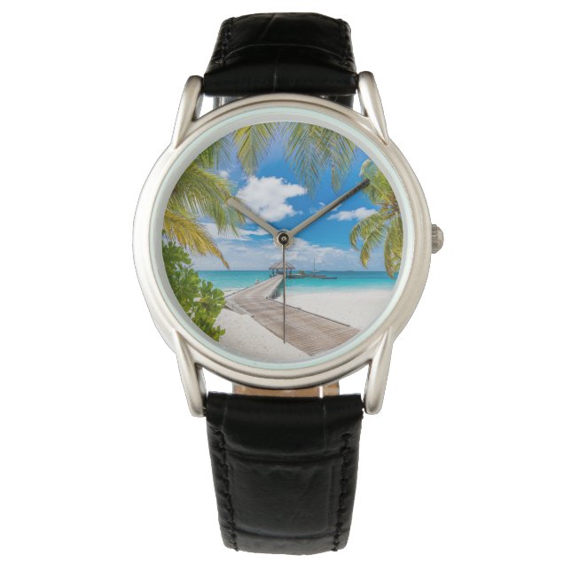 Tropical Beaches | Maldives Island Wooden Jetty Watch (Front)