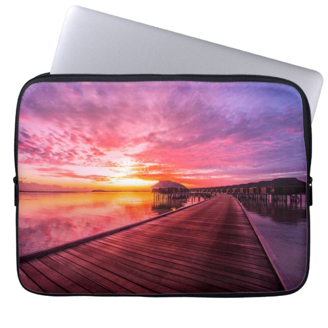 Tropical Beaches |  Maldives Sunset Laptop Sleeve (Front)