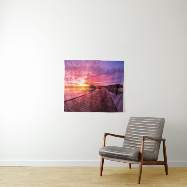 Tropical Beaches |  Maldives Sunset Tapestry (In Situ (Horizontal))