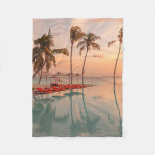 Tropical Beaches   Maldives Tropical Beach & Pool Fleece Blanket