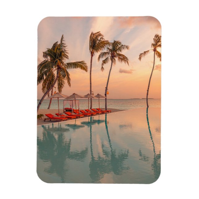 Tropical Beaches | Maldives Tropical Beach & Pool Magnet (Vertical)