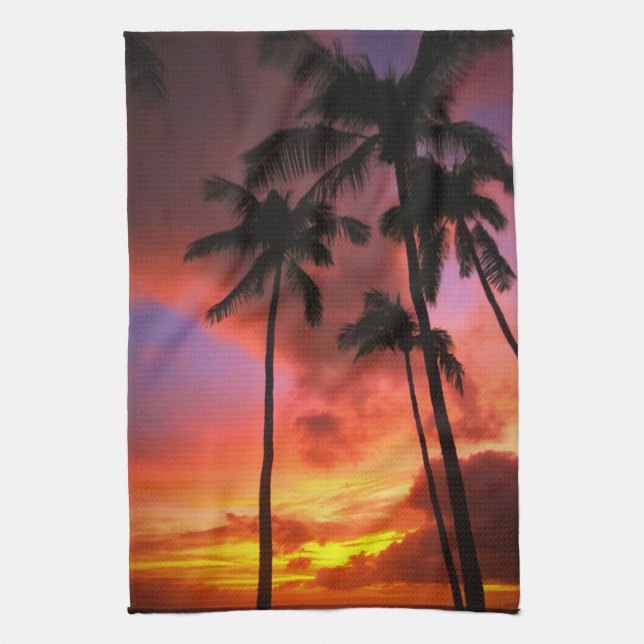 Tropical Beaches | Maui Hawaii Islands Tea Towel (Vertical)