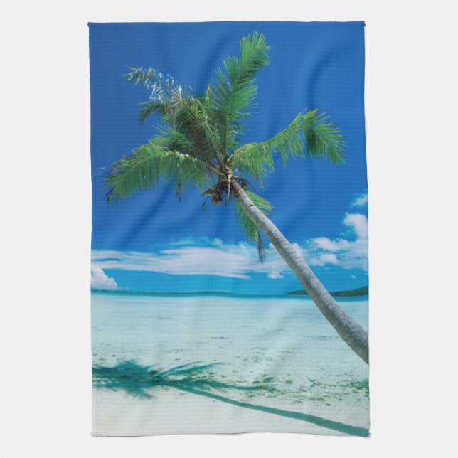 Tropical Beaches | Motu Tofari Beach, Bora Bora Tea Towel (Vertical)