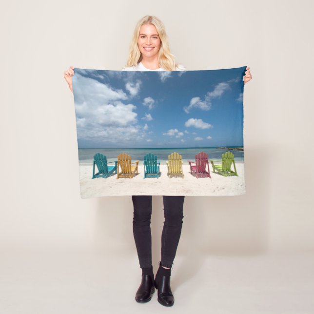 Tropical Beaches | Palm Beach, Aruba Fleece Blanket (In Situ)