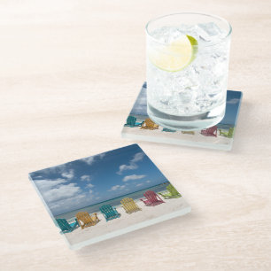 Tropical Beaches   Palm Beach, Aruba Glass Coaster