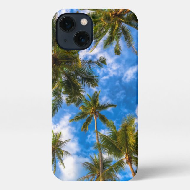 Tropical Beaches | Palm Trees on Blue Sky iPhone Case (Back)