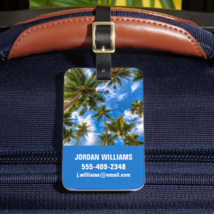 Tropical Beaches Palm Trees on Blue Sky Luggage Tag