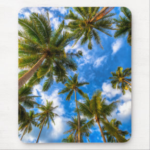 Tropical Beaches   Palm Trees on Blue Sky Mouse Mat
