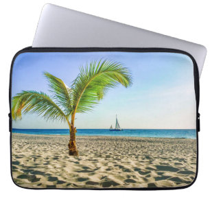 Tropical Beaches   Sailboat, Palm Tree, Aruba Laptop Sleeve