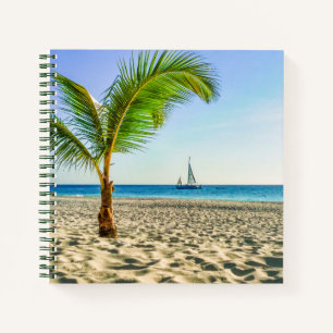 Tropical Beaches   Sailboat, Palm Tree, Aruba Notebook