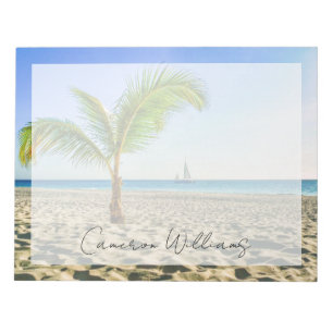 Tropical Beaches   Sailboat, Palm Tree, Aruba Notepad