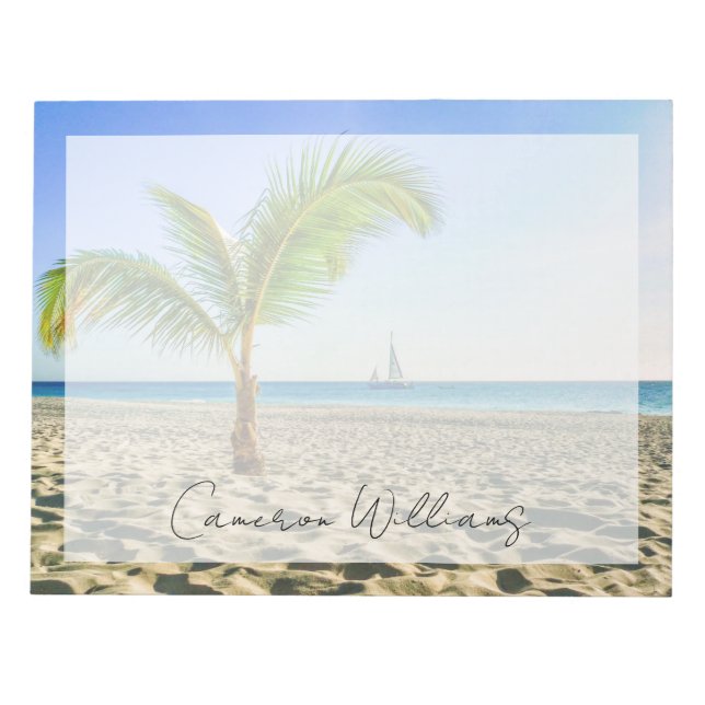 Tropical Beaches | Sailboat, Palm Tree, Aruba Notepad (Front)