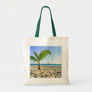 Tropical Beaches   Sailboat, Palm Tree, Aruba Tote Bag