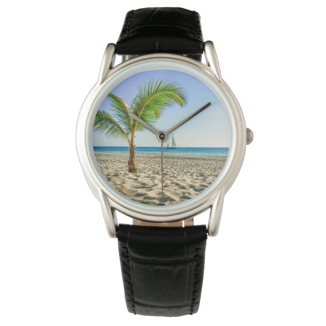 Tropical Beaches | Sailboat, Palm Tree, Aruba Watch (Front)