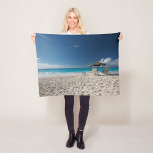 Tropical Beaches Sandy Beach, Anguilla Fleece Blanket