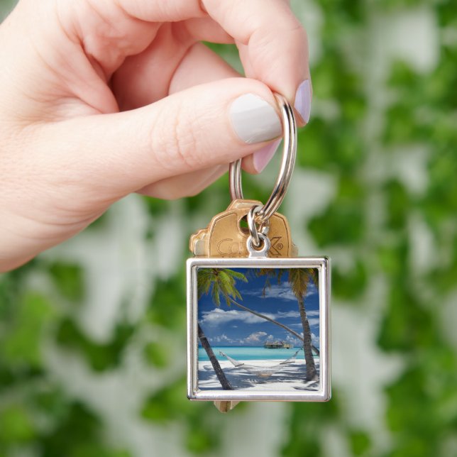 Tropical Beaches | Sandy Beach, Maldives Key Ring (Hand)