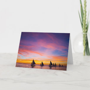 Tropical Beaches   Sunset Sailboats, Phillipines Card