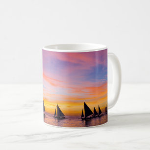Tropical Beaches   Sunset Sailboats, Phillipines Coffee Mug