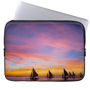 Tropical Beaches   Sunset Sailboats, Phillipines Laptop Sleeve
