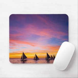 Tropical Beaches   Sunset Sailboats, Phillipines Mouse Mat