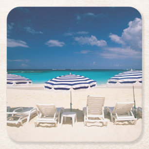 Tropical Beaches   Tropical Beach Anguilla Square Paper Coaster