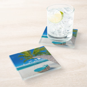 Tropical Beaches   Tropical Landscape Beach Swing Glass Coaster
