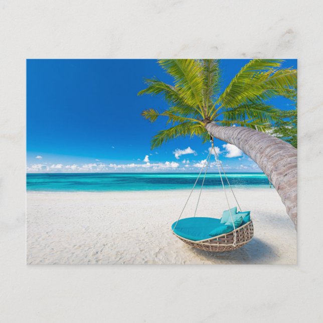 Tropical Beaches | Tropical Landscape Beach Swing Postcard (Front)