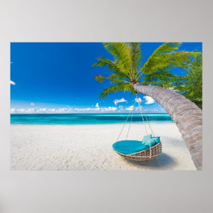 Tropical Beaches   Tropical Landscape Beach Swing Poster
