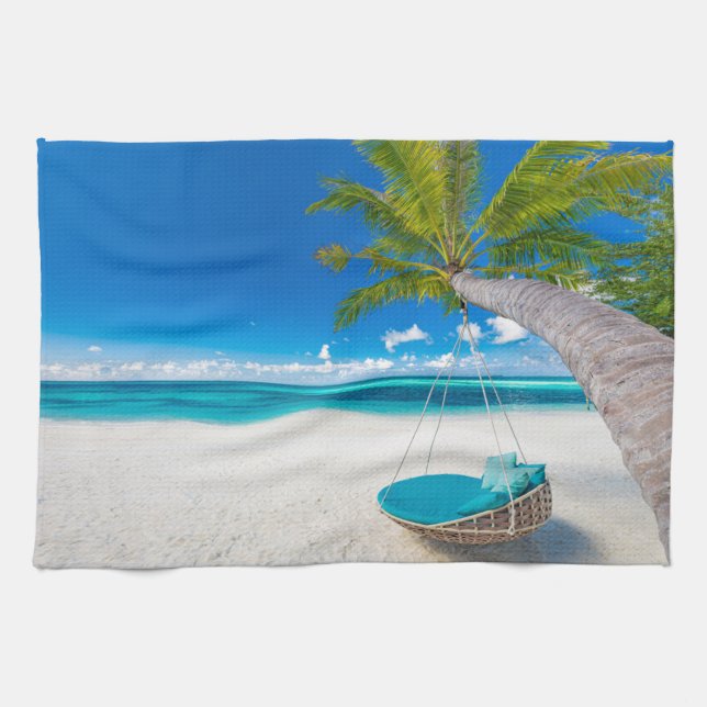 Tropical Beaches | Tropical Landscape Beach Swing Tea Towel (Horizontal)