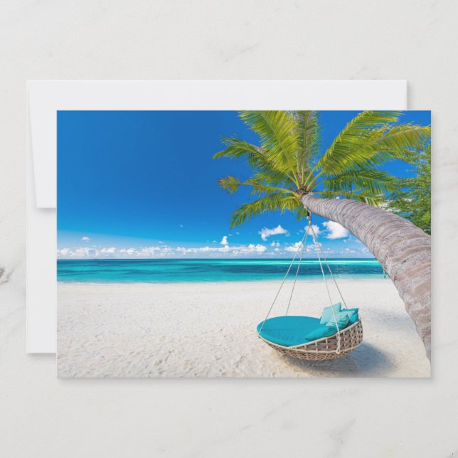 Tropical Beaches | Tropical Landscape Beach Swing Thank You Card (Front)