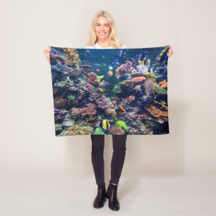 Tropical Beaches   Underwater Coral Reef Fleece Blanket